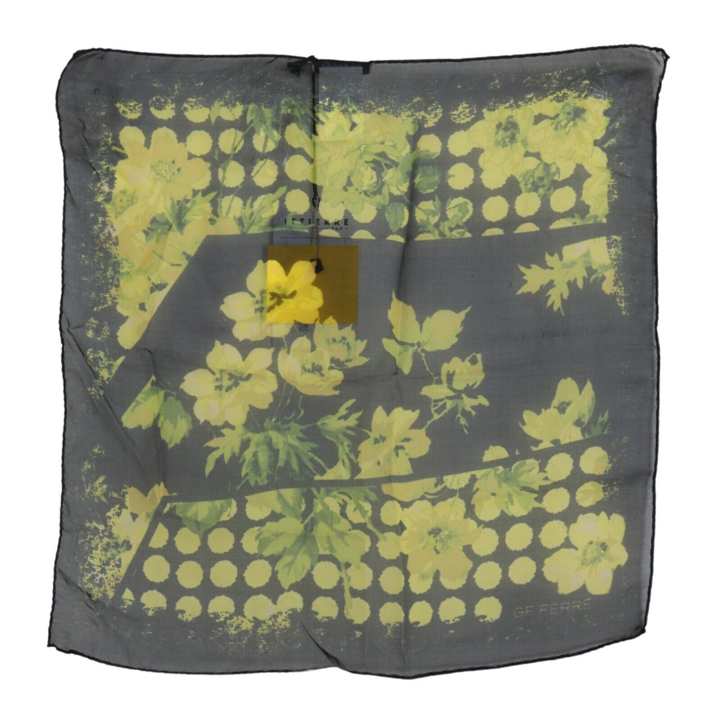 GF Ferre Zwart Gele Bloemen Wrap Shawl Foulard Sjaal