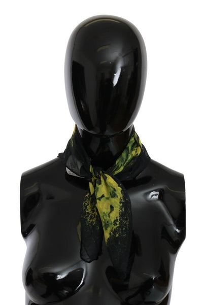 GF Ferre Zwart Gele Bloemen Wrap Shawl Foulard Sjaal