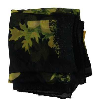 GF Ferre Zwart Gele Bloemen Wrap Shawl Foulard Sjaal