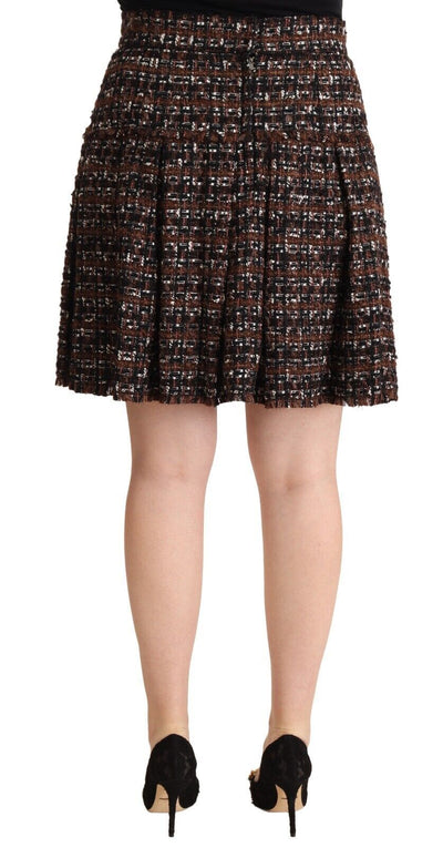 Dolce &amp; Gabbana Bruine Hoge Taille Mini A-lijn Geplooide Rok