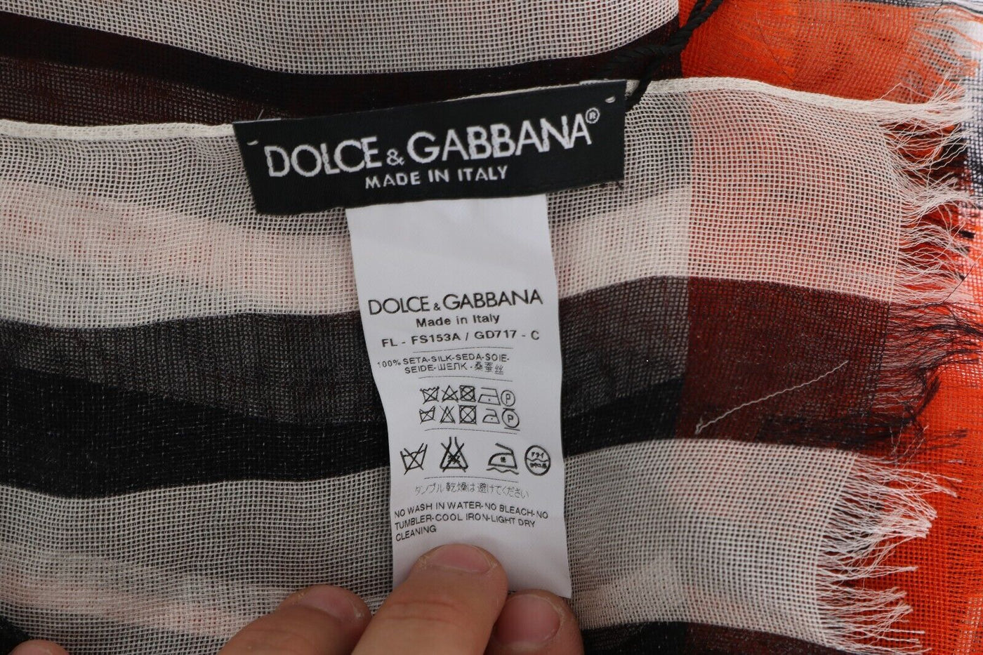Foulard châle en soie à rayures multicolores Dolce &amp; Gabbana