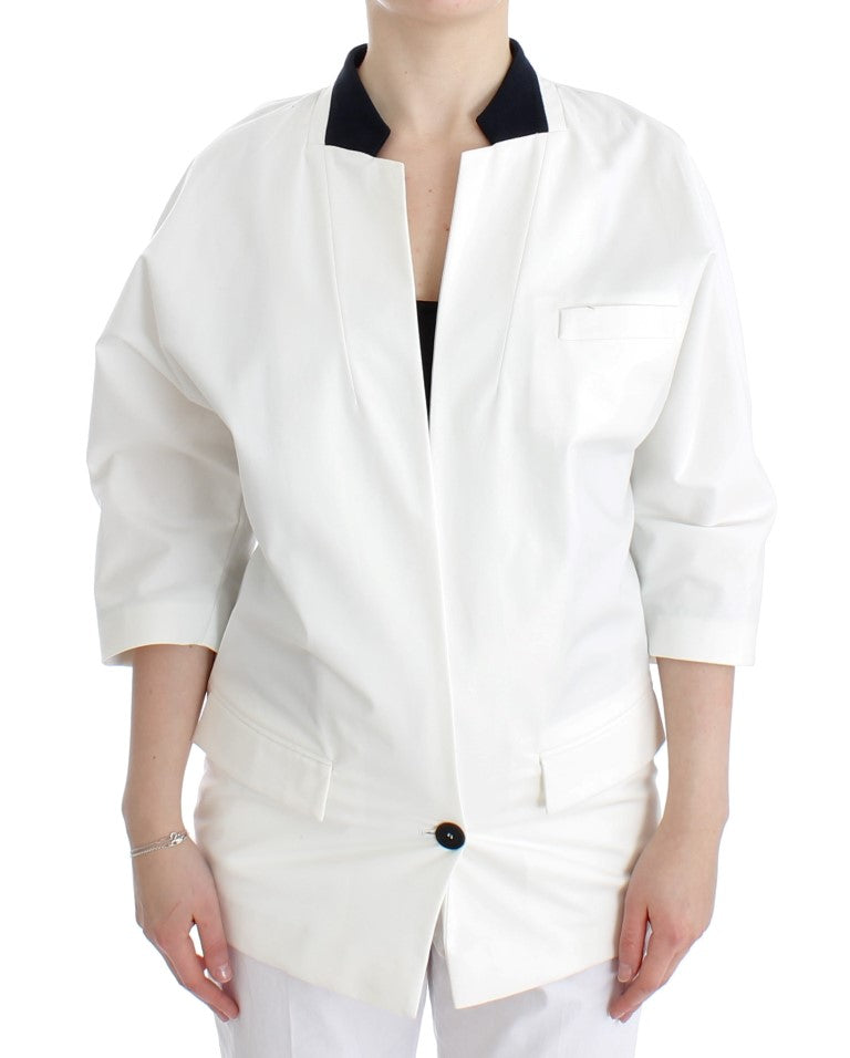 Veste blazer oversize en coton mélangé blanc Andrea Pompilio