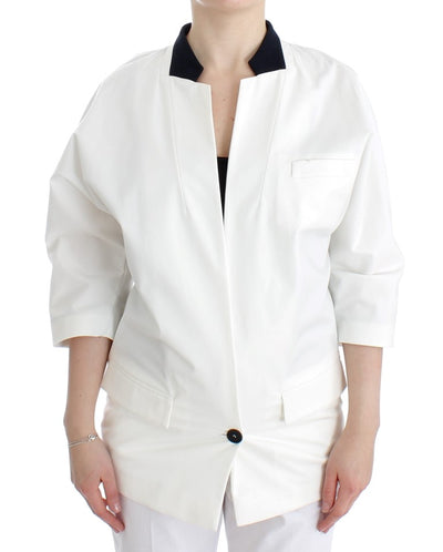Veste blazer oversize en coton mélangé blanc Andrea Pompilio