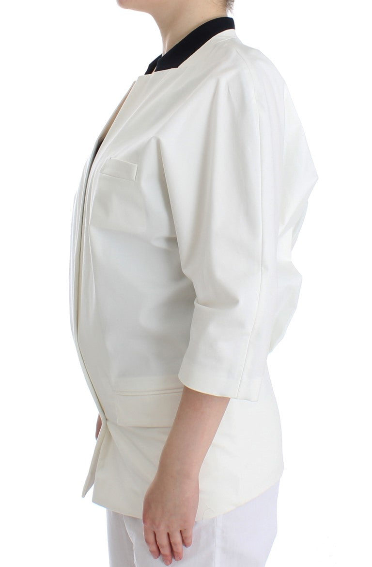 Veste blazer oversize en coton mélangé blanc Andrea Pompilio