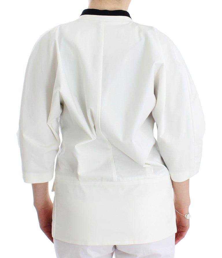 Veste blazer oversize en coton mélangé blanc Andrea Pompilio
