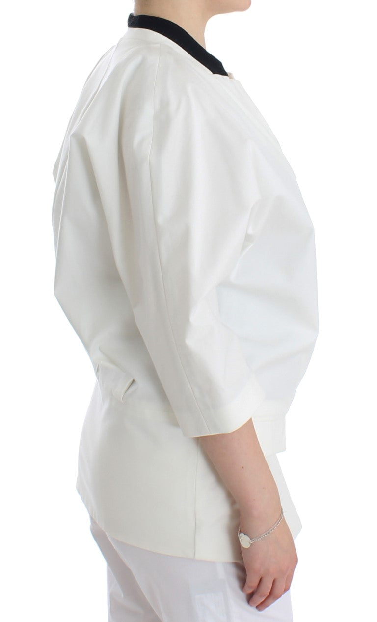 Veste blazer oversize en coton mélangé blanc Andrea Pompilio