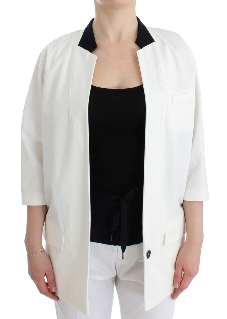 Veste blazer oversize en coton mélangé blanc Andrea Pompilio