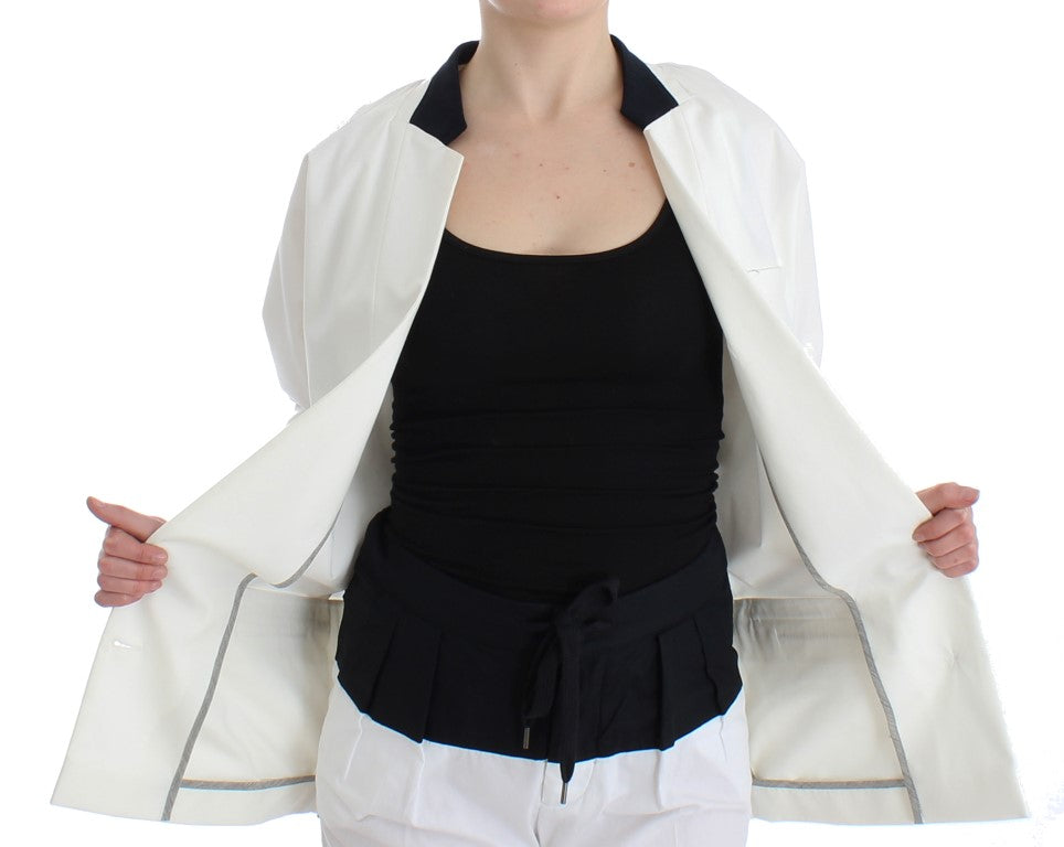 Veste blazer oversize en coton mélangé blanc Andrea Pompilio
