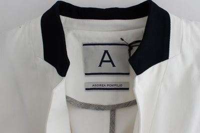 Veste blazer oversize en coton mélangé blanc Andrea Pompilio