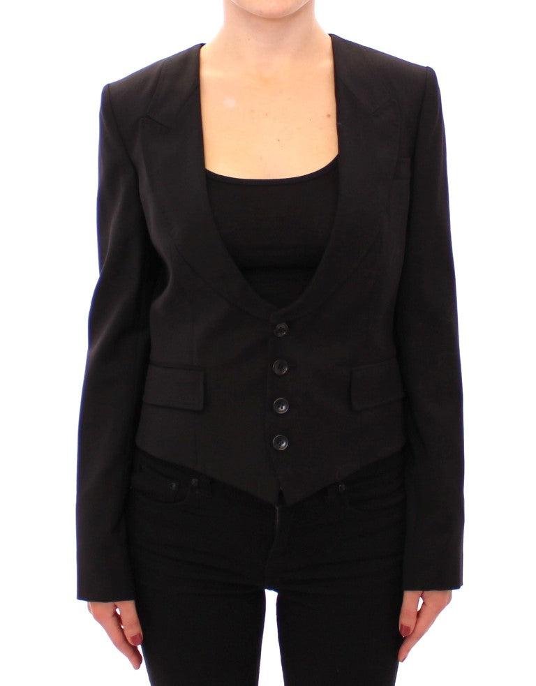 Veste blazer noire en soie avec foulard au dos Dolce &amp; Gabbana