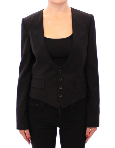 Veste blazer noire en soie avec foulard au dos Dolce &amp; Gabbana