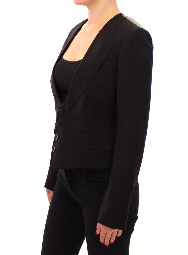 Veste blazer noire en soie avec foulard au dos Dolce &amp; Gabbana