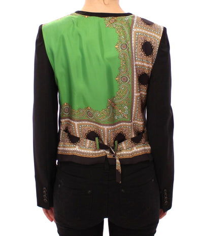 Veste blazer noire en soie avec foulard au dos Dolce &amp; Gabbana