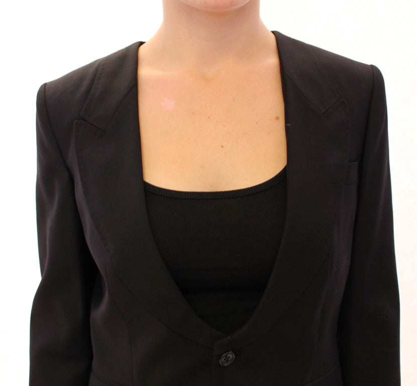 Veste blazer noire en soie avec foulard au dos Dolce &amp; Gabbana