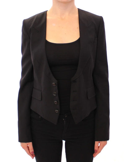 Veste blazer noire en soie avec foulard au dos Dolce &amp; Gabbana
