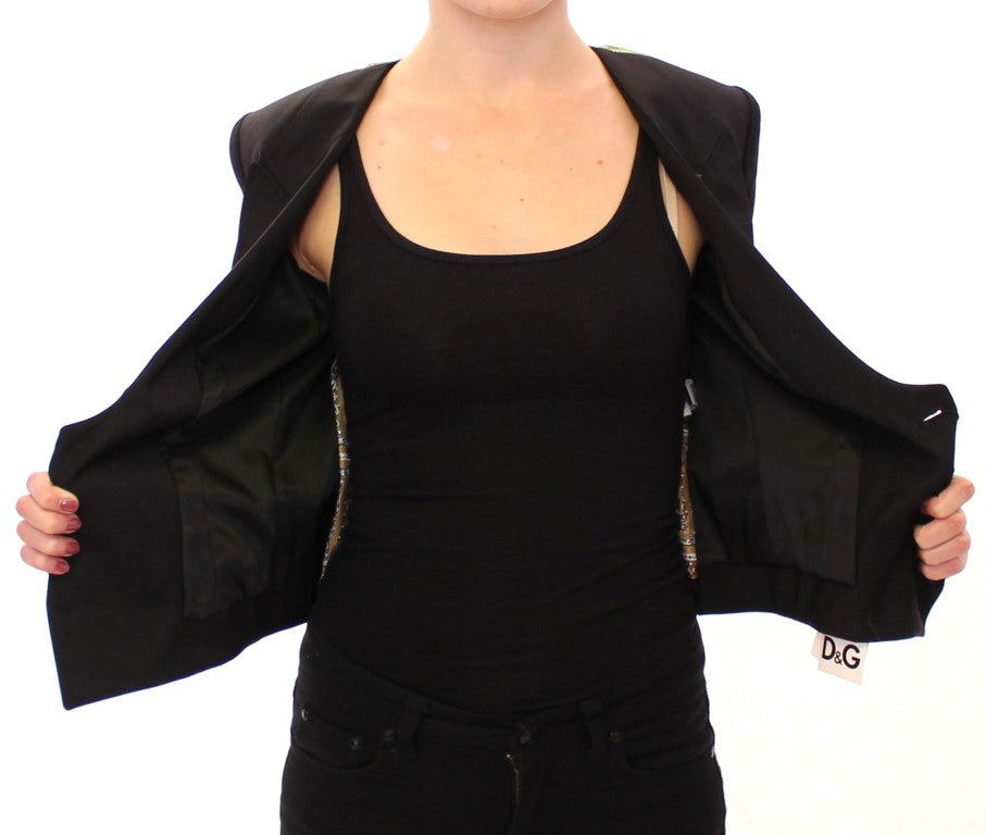 Veste blazer noire en soie avec foulard au dos Dolce &amp; Gabbana