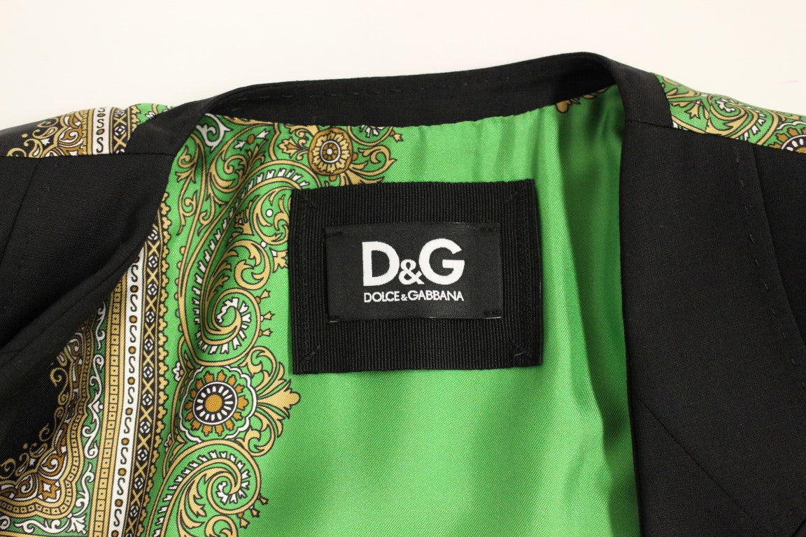 Veste blazer noire en soie avec foulard au dos Dolce &amp; Gabbana