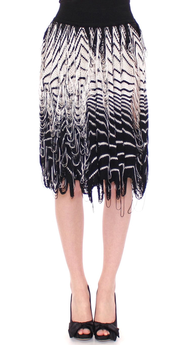 Jupe asymétrique en tricot blanc et noir Alice Palmer