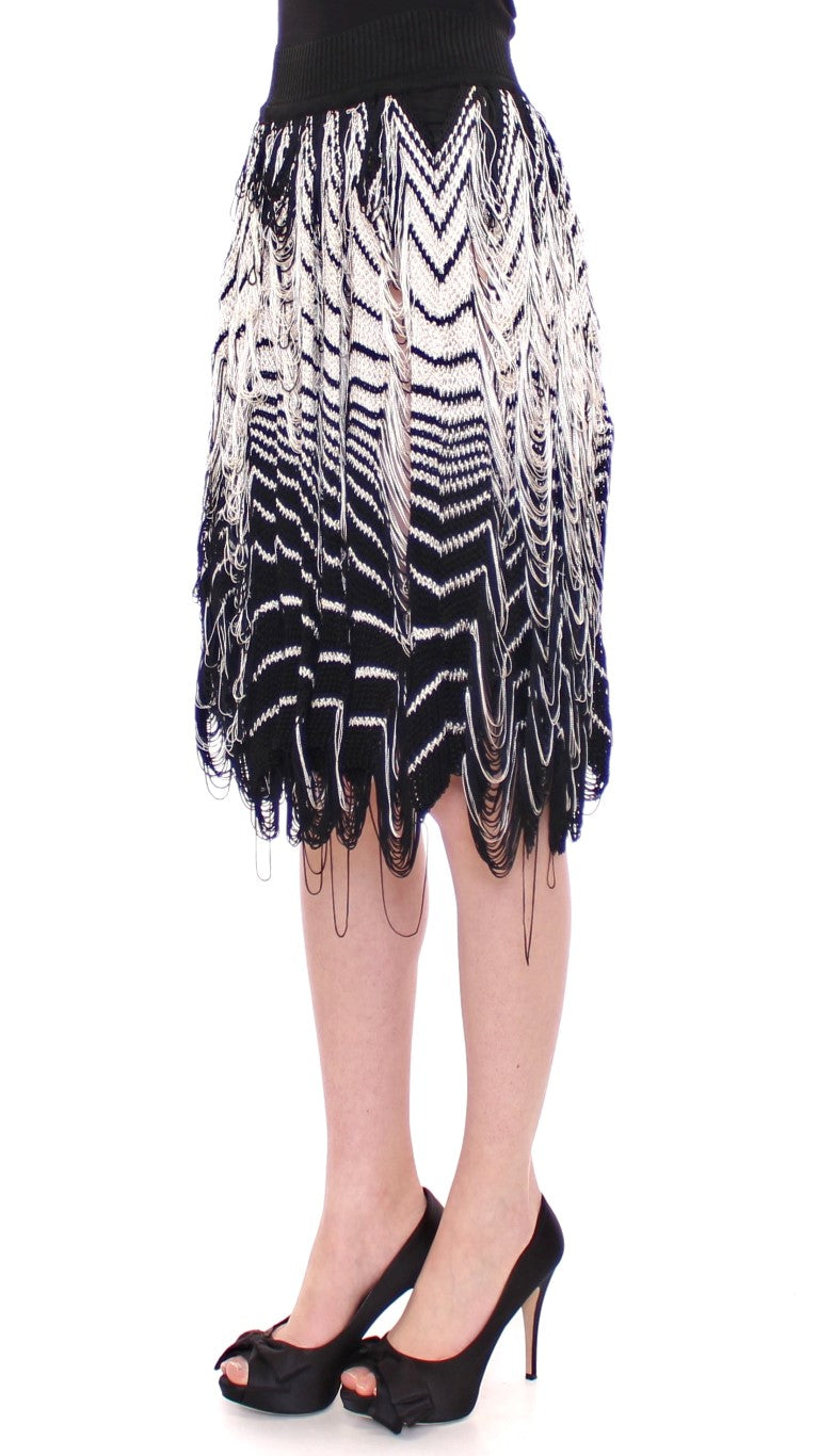 Jupe asymétrique en tricot blanc et noir Alice Palmer