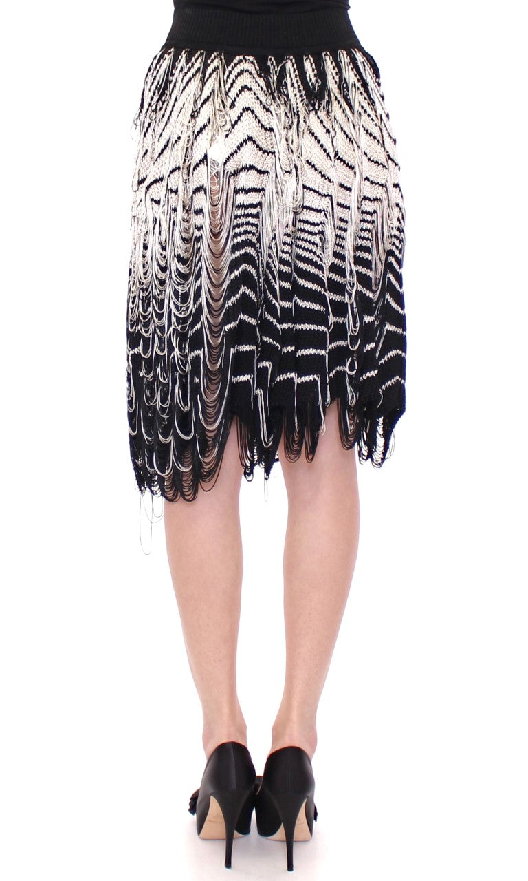 Jupe asymétrique en tricot blanc et noir Alice Palmer