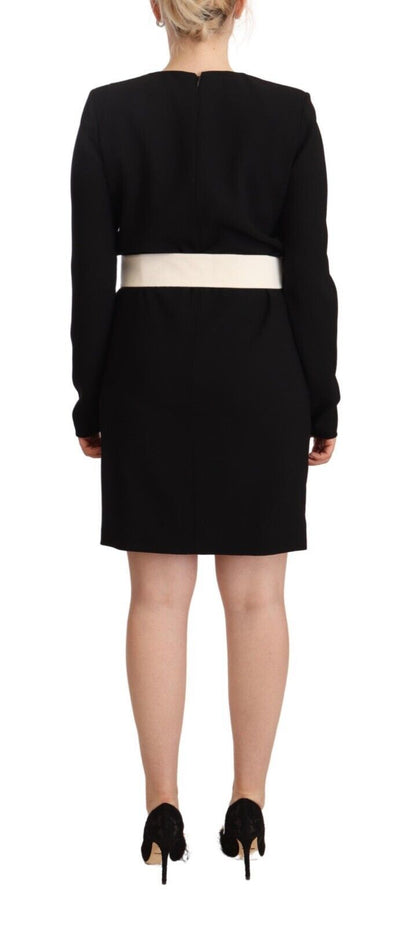 Robe fourreau courte ceinturée en laine noire à manches longues Givenchy