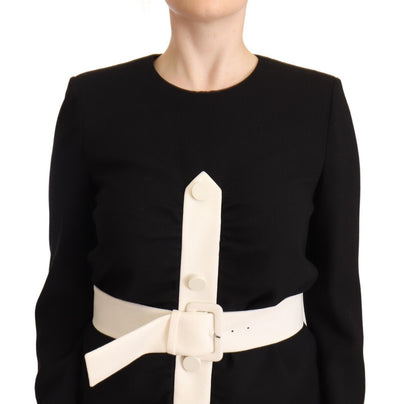 Robe fourreau courte ceinturée en laine noire à manches longues Givenchy
