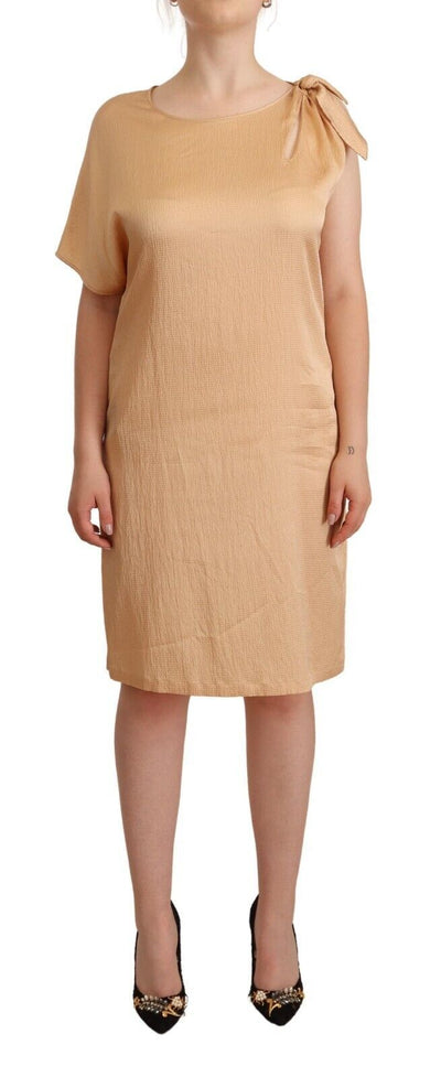 Robe droite beige à une manche et longueur genou Moschino