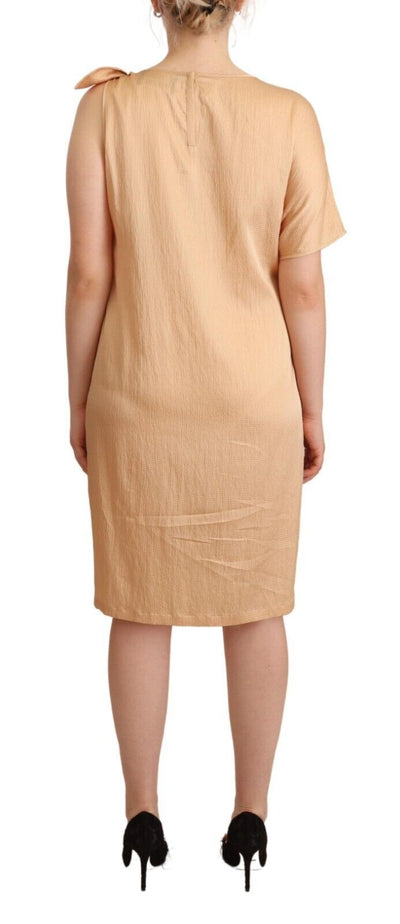 Robe droite beige à une manche et longueur genou Moschino