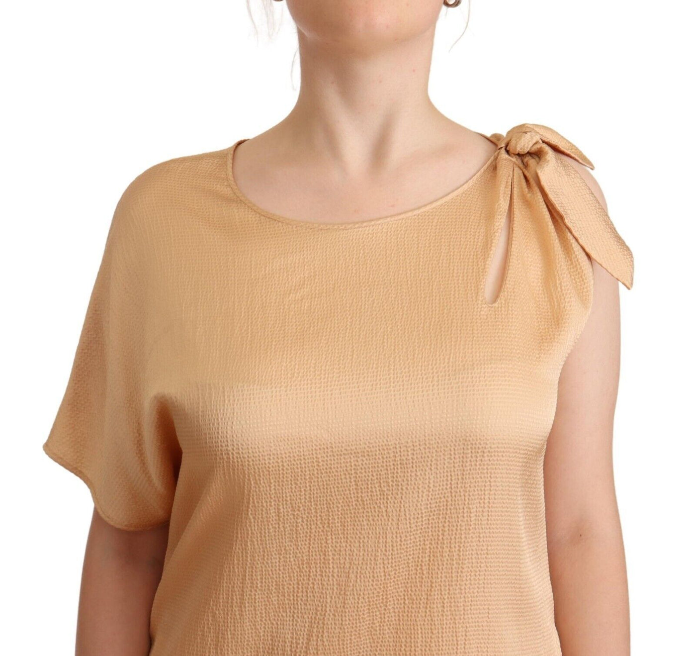 Robe droite beige à une manche et longueur genou Moschino
