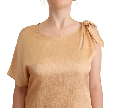 Robe droite beige à une manche et longueur genou Moschino