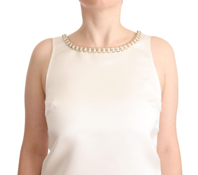 Robe courte droite sans manches en polyester blanc Elisabetta Franchi