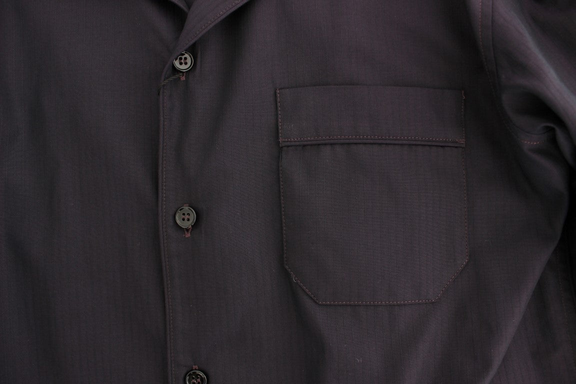 Chemise de pyjama en coton à rayures violettes Dolce &amp; Gabbana