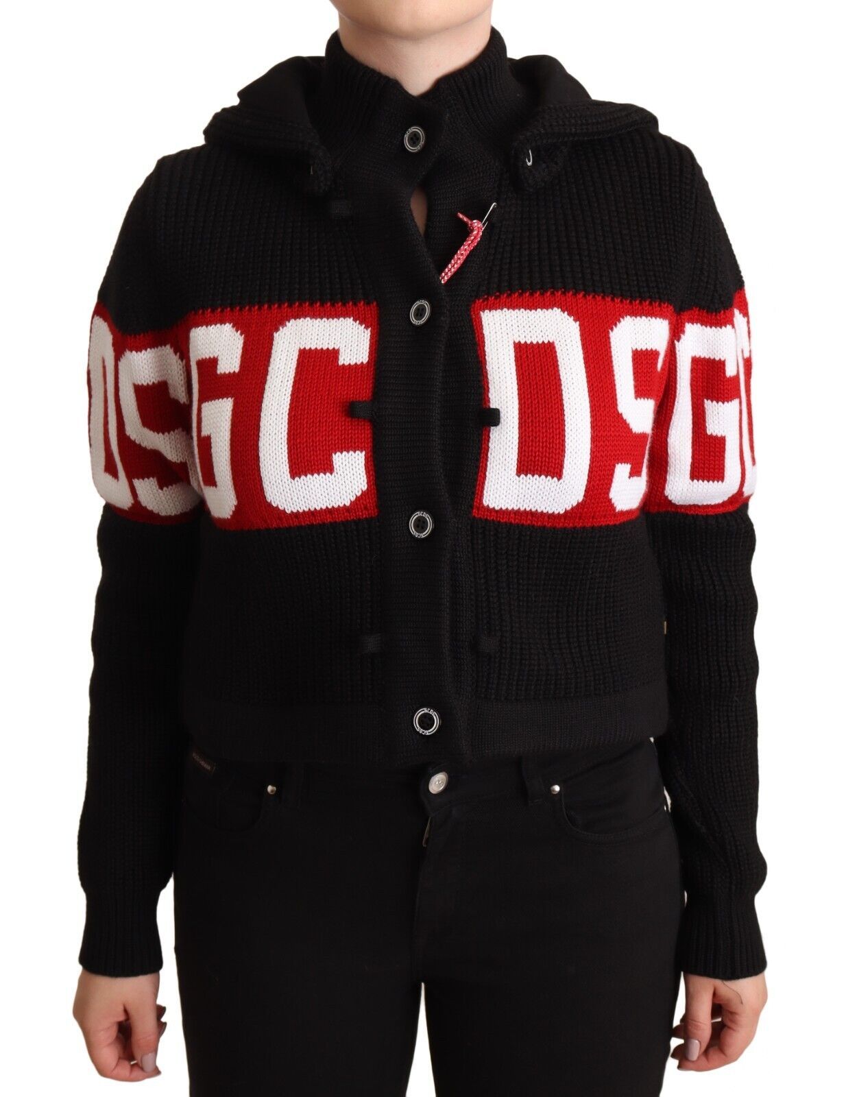 GCDS Zwarte kasjmier hoodie met capuchon en logo