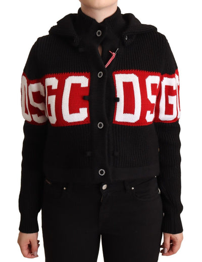 GCDS Zwarte kasjmier hoodie met capuchon en logo