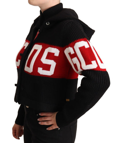 GCDS Zwarte kasjmier hoodie met capuchon en logo