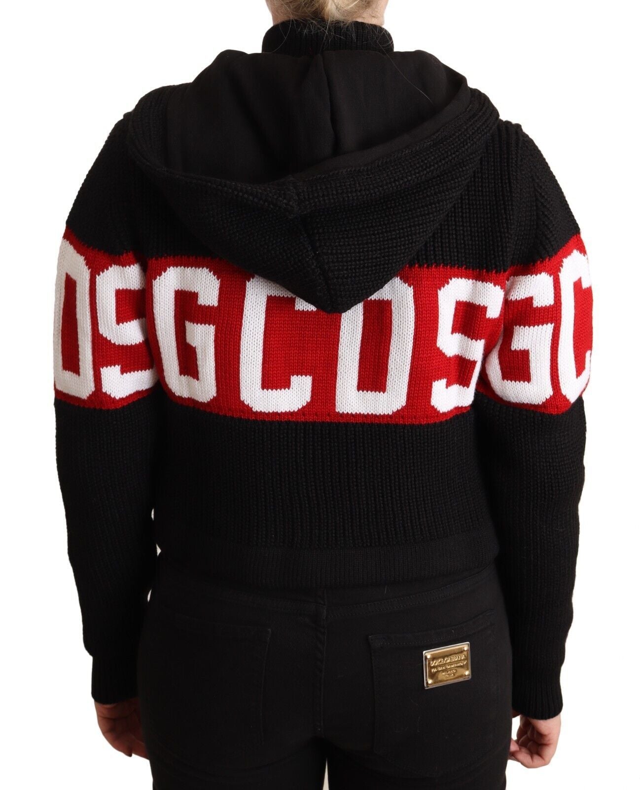 GCDS Zwarte kasjmier hoodie met capuchon en logo