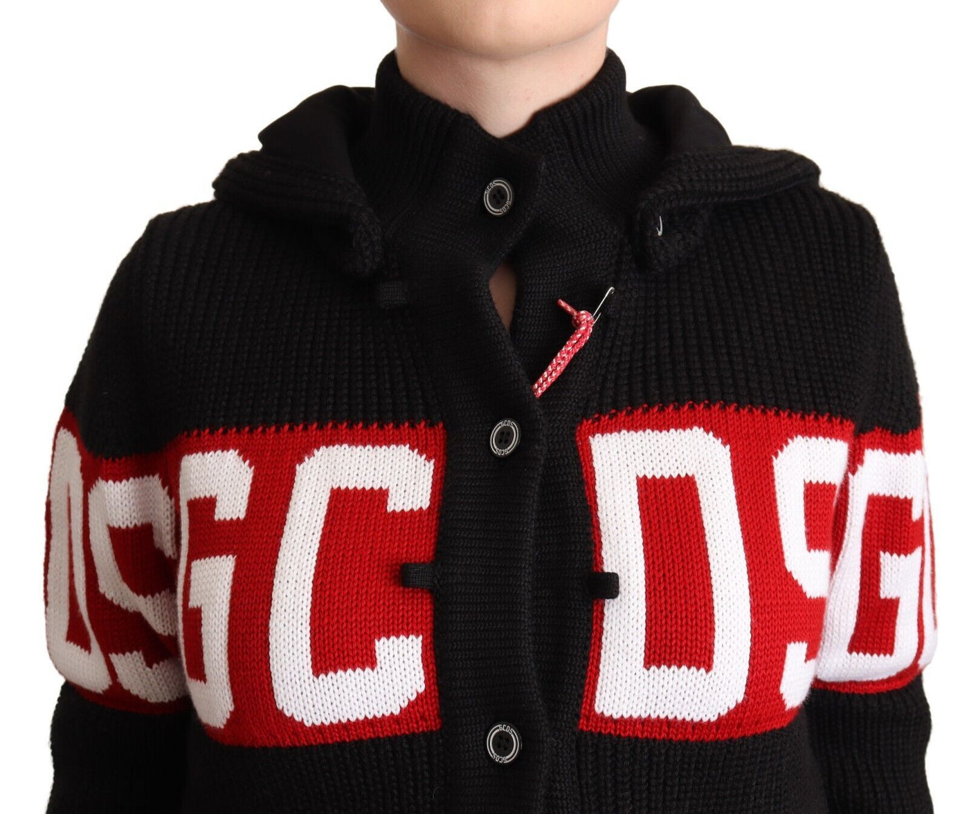 GCDS Zwarte kasjmier hoodie met capuchon en logo