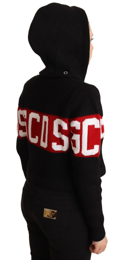 GCDS Zwarte kasjmier hoodie met capuchon en logo