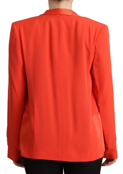 Veste blazer orange à manches longues en acétate avec poches