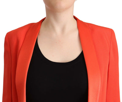 Veste blazer orange à manches longues en acétate avec poches