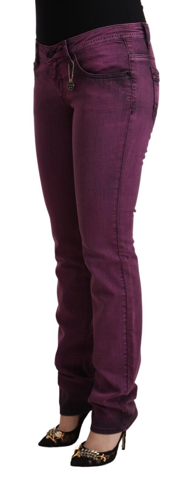 Costume National Paarse katoenen stretch slim fit denim jeans