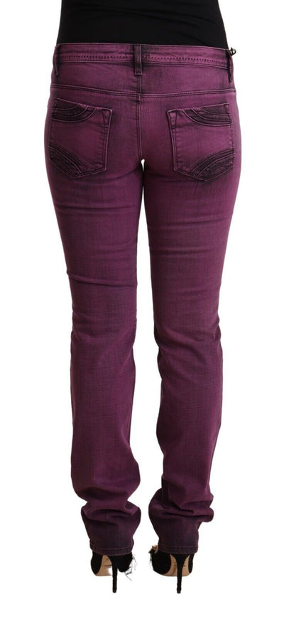Costume National Paarse katoenen stretch slim fit denim jeans