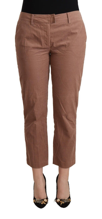 Costume National Bruine Katoenen Taps Toelopende Cropped Broek