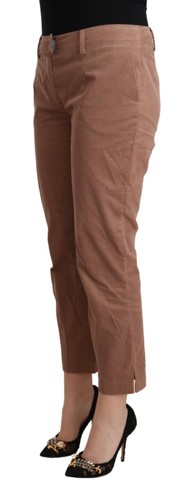 Costume National Bruine Katoenen Taps Toelopende Cropped Broek