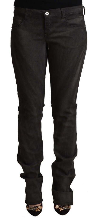 Costume National Zwarte Katoenen Mid Waist Skinny Broek