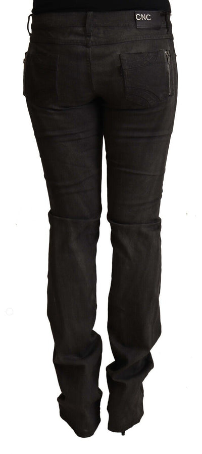Costume National Zwarte Katoenen Mid Waist Skinny Broek