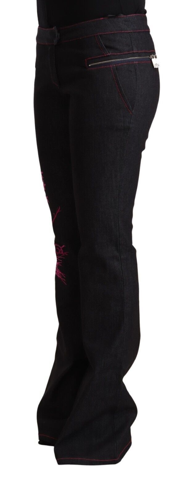 Jean évasé en coton extensible noir Exte, taille moyenne