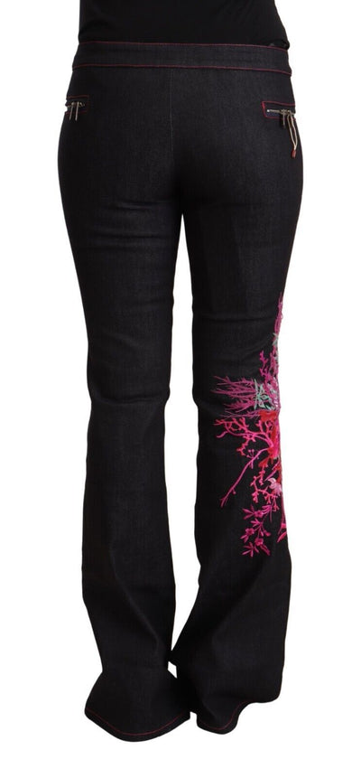 Jean évasé en coton extensible noir Exte, taille moyenne