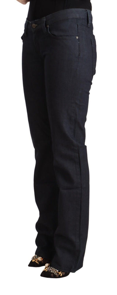 Jean droit taille basse en coton stretch bleu foncé Exte