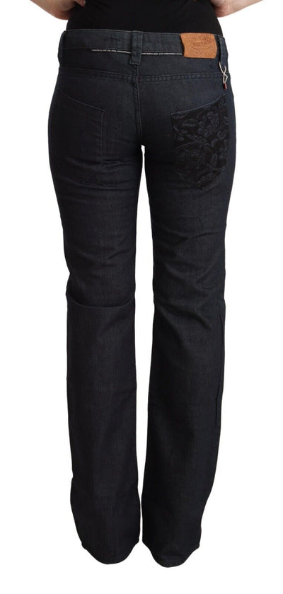 Jean droit taille basse en coton stretch bleu foncé Exte